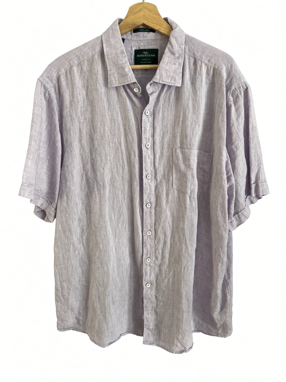 Rodd & Gunn Men's Lavender Linen Short Sleeve Linen Shirt 3XL